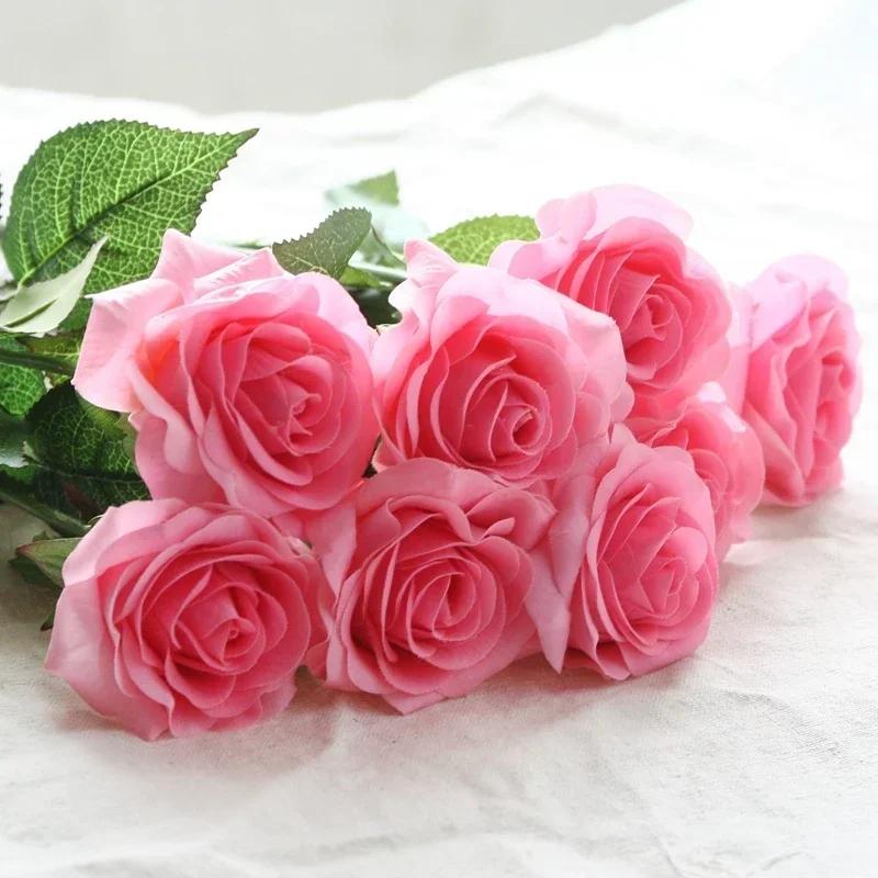 Latex Real Touch Rose Artificial Silicone Rose Flowers for Wedding Home Party Decoration Fake Flower Christmas New Year Gift