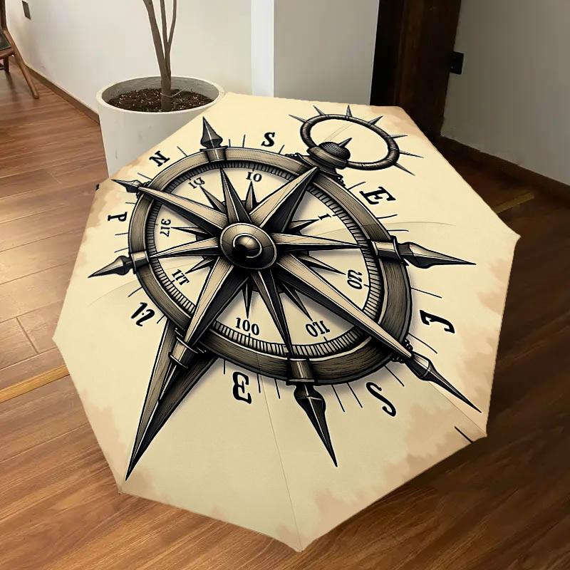 1PC Compass NauticalAutomatic Open/Close Umbrella with Windproof, 8-Rib Sturdy Canopy, Durable Ribs, Fashionable Design1279A