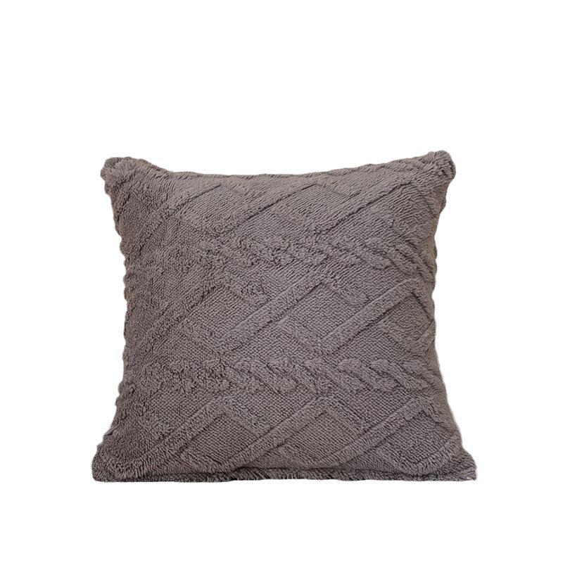 Однотонная зеленая плюшевая наволочка с ромбами для дивана