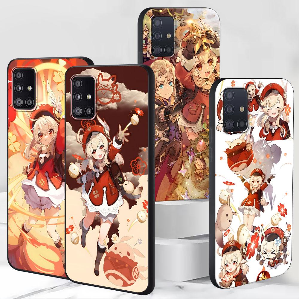 Klee Genshin Impact Case for Samsung Galaxy S23 S10e S10 S21 FE S22 S9 S24 Ultra S20 Plus Soft Black TPU Phone Cover Bumper
