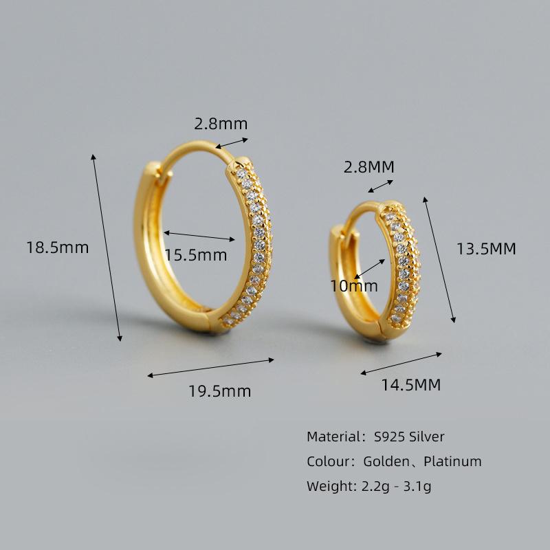 Luxury 925 Sterling Silver Cubic Zircon Pave Round Hoop Earrings for Women Wedding Jewelry