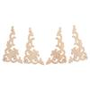 4Pcs Wood Corner Applique Decorative Carved Corner Onlay Applique for Cabinet Door Bed Wardrobe