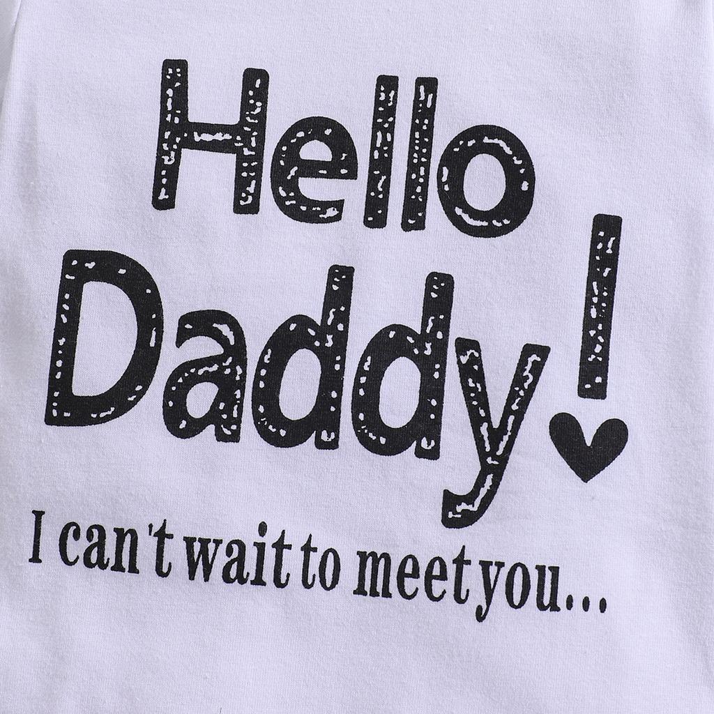 Хлопковый комбинезон для младенцев и девочек, с принтом «Привет, папочка», с короткими рукавами, комбинезон-комбинезон