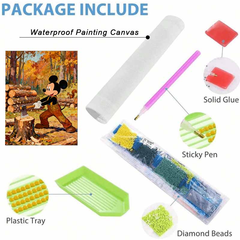 Disney 5D diamond painting set DIY handmade diamond painting art production Mickey chopping wood decorative painting