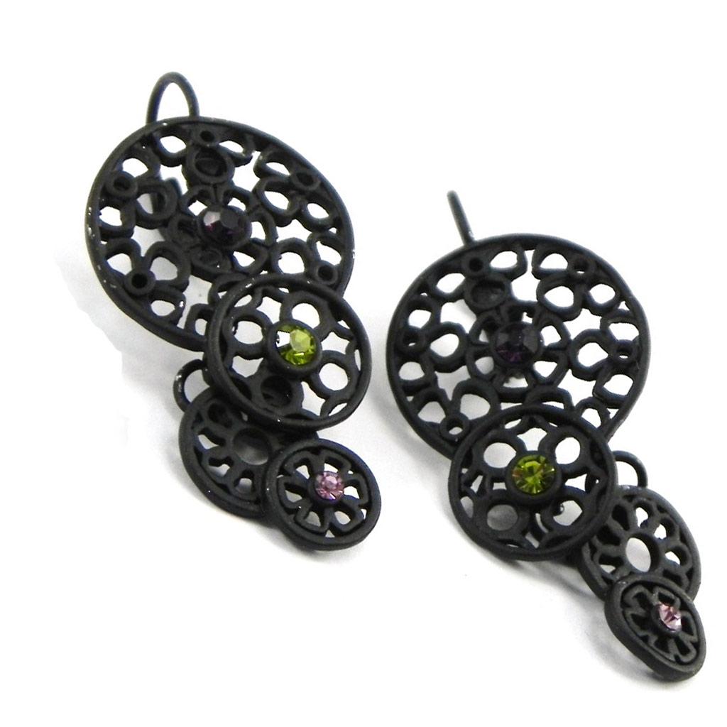 NOA [I2171] - Дизайнерские серьги «Кармен» фиолетово-зеленого цвета