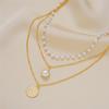 2025 Fashion Multi Layer Pearl Choker Necklace Cute 3 Layer Chain Coin Pendant Neckalce For Women Jewelry Girl Gift