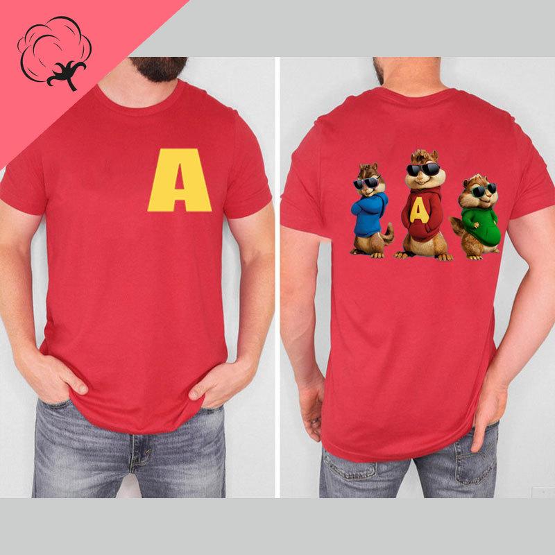 Hot Cartoon Alvin And The Chipmunks Anime Red Shirt Sp Movie Cotton Tee Tops Animation Adult Tshirt Unisex Clothes Unisex Shirts