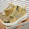 Street Gold High Top Sneakers For Men Fashion Luxury Paillette Designer Men's Shoes Glitter Platform Casual Women's Sports Shoes