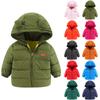 Зимние куртки для маленьких детей, однотонное пальто с капюшоном для мальчиков и девочек, теплая стеганая ветрозащитная верхняя одежда, зимний комбинезон
