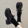 Thick Heel Heightened Platform Small Leather Shoes Women'S Winter British Style Retro Versatile Lace-Up Single Shoes