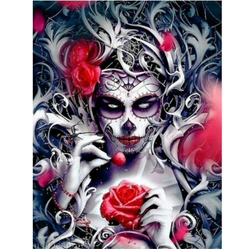 Full 5D Diy Diamond Painting Female Skull Diamond Embroidery Kits Full Lay Cross Stitch Home Decor Handmade Gift