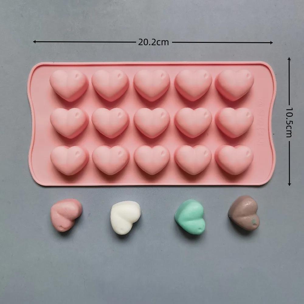 15 Hole Love Silicone Chocolate Mould Heart Biscuit Cake Decor Baking Tool Jelly Candy Mold Ice Tray Soap Resin Making Set Gifts