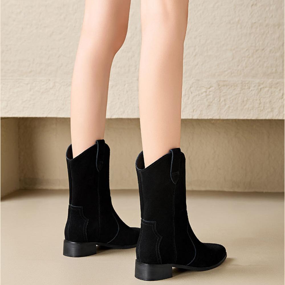 Женские сапоги из натуральной кожи, ретро-сапоги в рыцарском стиле, короткие остроносые ковбойские сапоги в стиле вестерн, женская обувь осень-зима Botas De Mujer