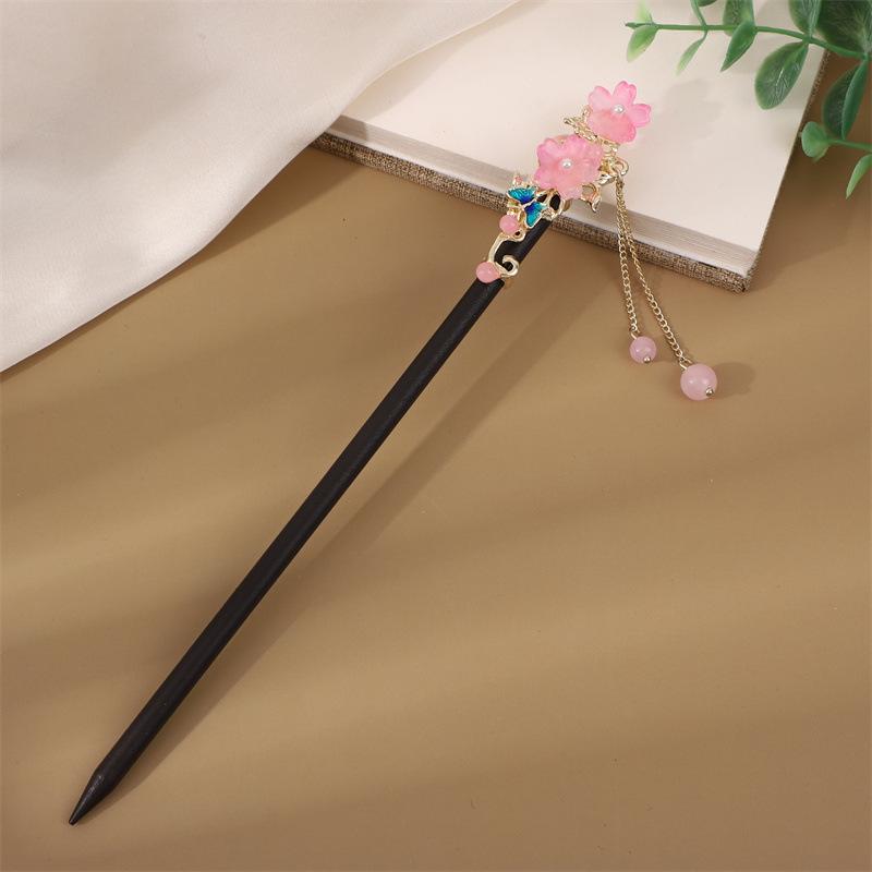 Ancient Style Tassel Hairpin - Imitation Ebony Wood, Hanfu Accessories, Chinese Jewelry for Women