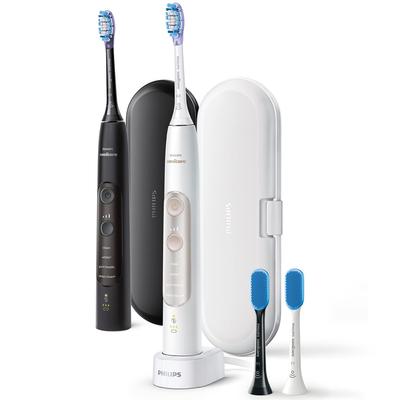 Электрическая зубная щетка Sonicare ExpertClean с портативным устройством (Набор из 2 шт. с возможностью подзарядки / Дорожный чехол) HX9692/21 Черный/Белый