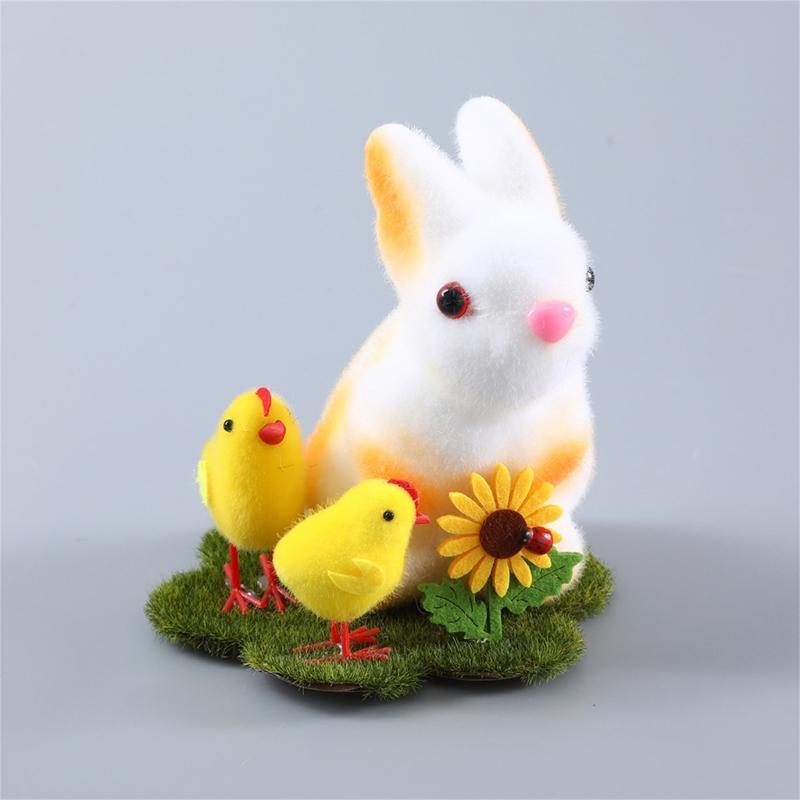 Easters Bunnies Rabbit Decorations Bunnies Eggs Flocking Table Decorations Decorative Statue Outdoor Artificial Figurines