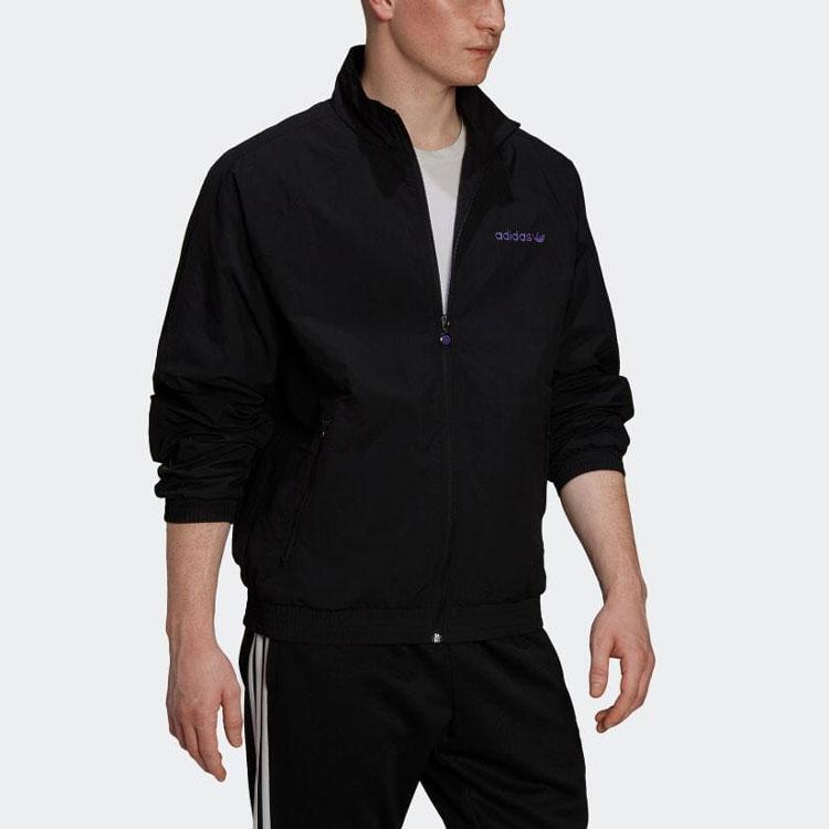 Adidas Оригинальная куртка с длинным рукавом и принтом трилистника, мужская верхняя одежда, черный HN0397