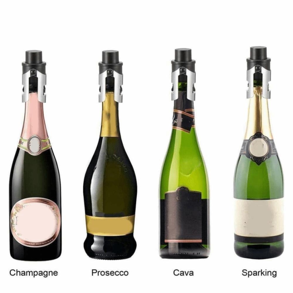 2pcs Built-in Pressure Pump Vacuum Champagne Stopper with Time Stamp Dual-ear Design Champagne Sealer Preservation Reusable