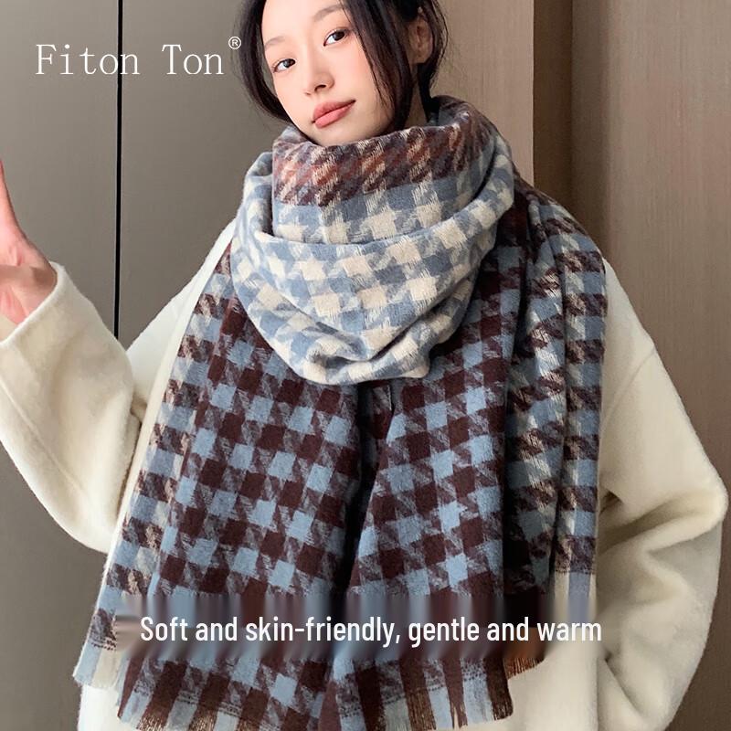 FitonTon Women's Plaid Winter Scarf and Shawl