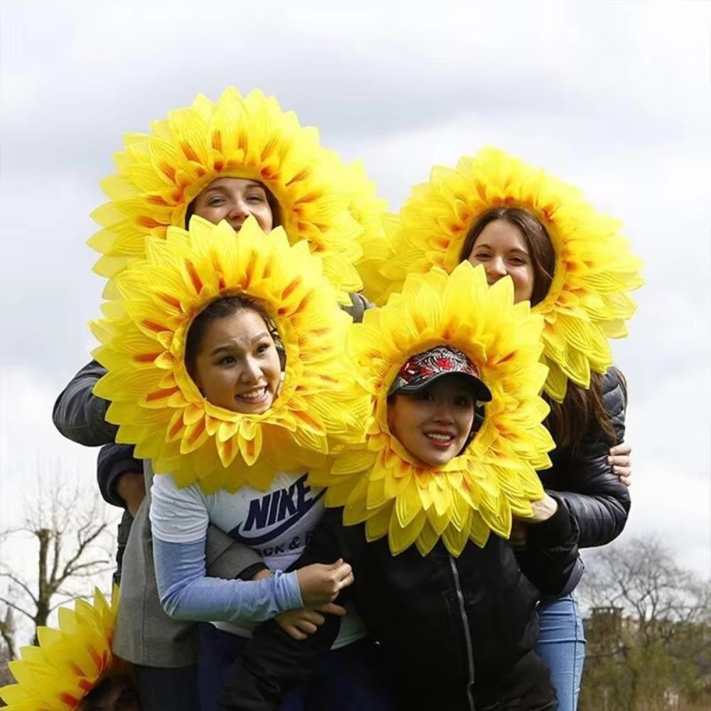 Yellow Sunflower Headgear Sunflower Hat Hood  For Dance Party Festival Games Kids Teens Adults