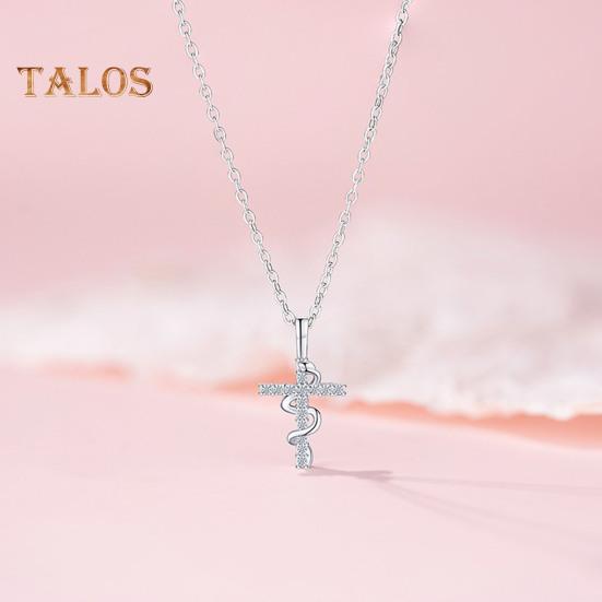 Женское ожерелье с подвеской в виде креста в виде змеи из кубического циркония, полая цепочка, регулируемая длина, гальваническое полированное ожерелье со знаком зодиака «Год Змеи»