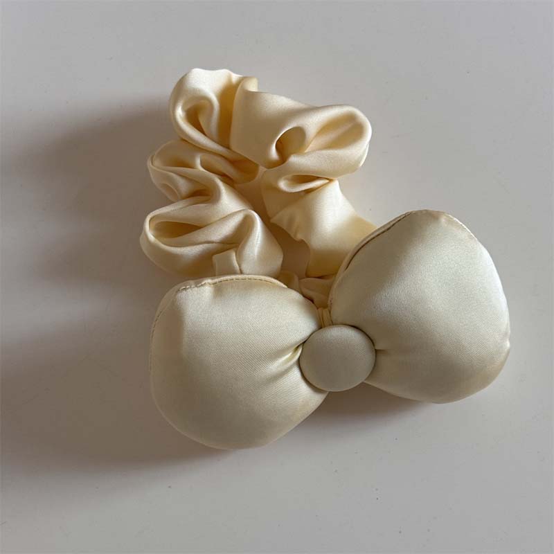 Новые корейские яркие бантики-скранчи для волос для женщин, милые однотонные атласные резинки для хвостика, аксессуары для волос