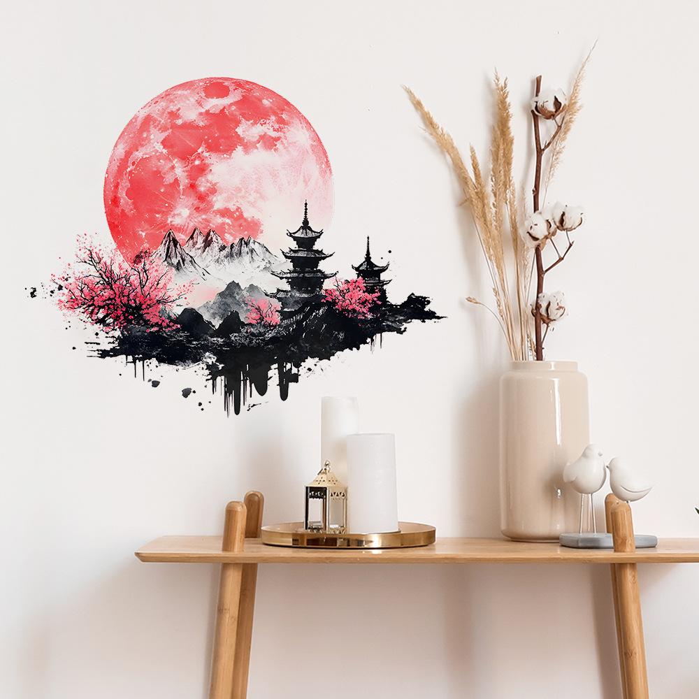 Древний стиль Креативный пейзаж Картина Луна Спальня Гостиная Крыльцо Домашнее украшение Украшение Наклейка на стену