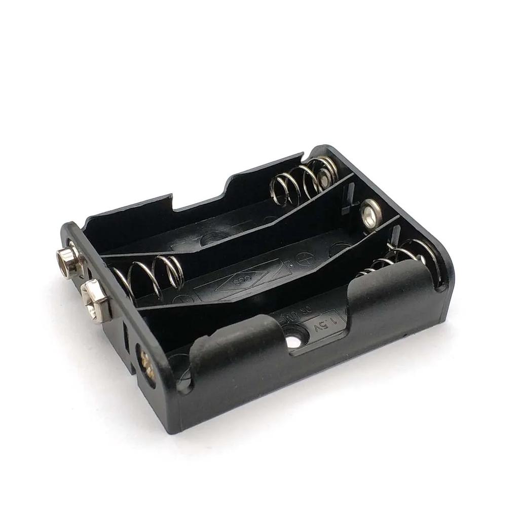 Держатель батареек AA 3В 6В 9В 12В для 2X 4X 6X 8X батареек AA Черный пластиковый бокс-кейс для хранения Двухслойный с 9В разъемом