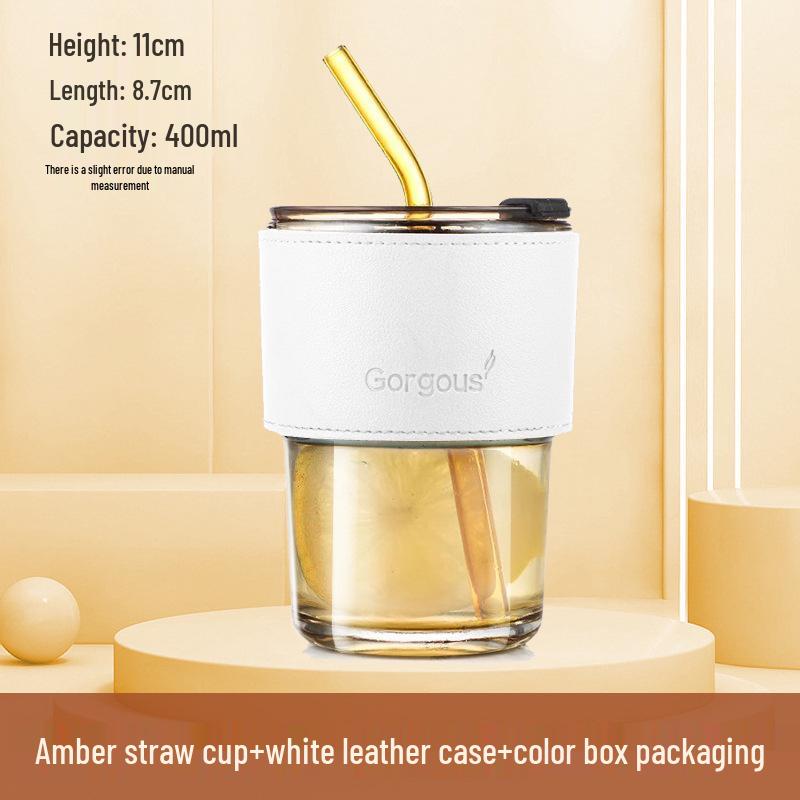 Bamboo Glass Cup: Versatile & High-Value Double-Walled Cup with Straw for Water, Coffee, & More - Premium Souvenir