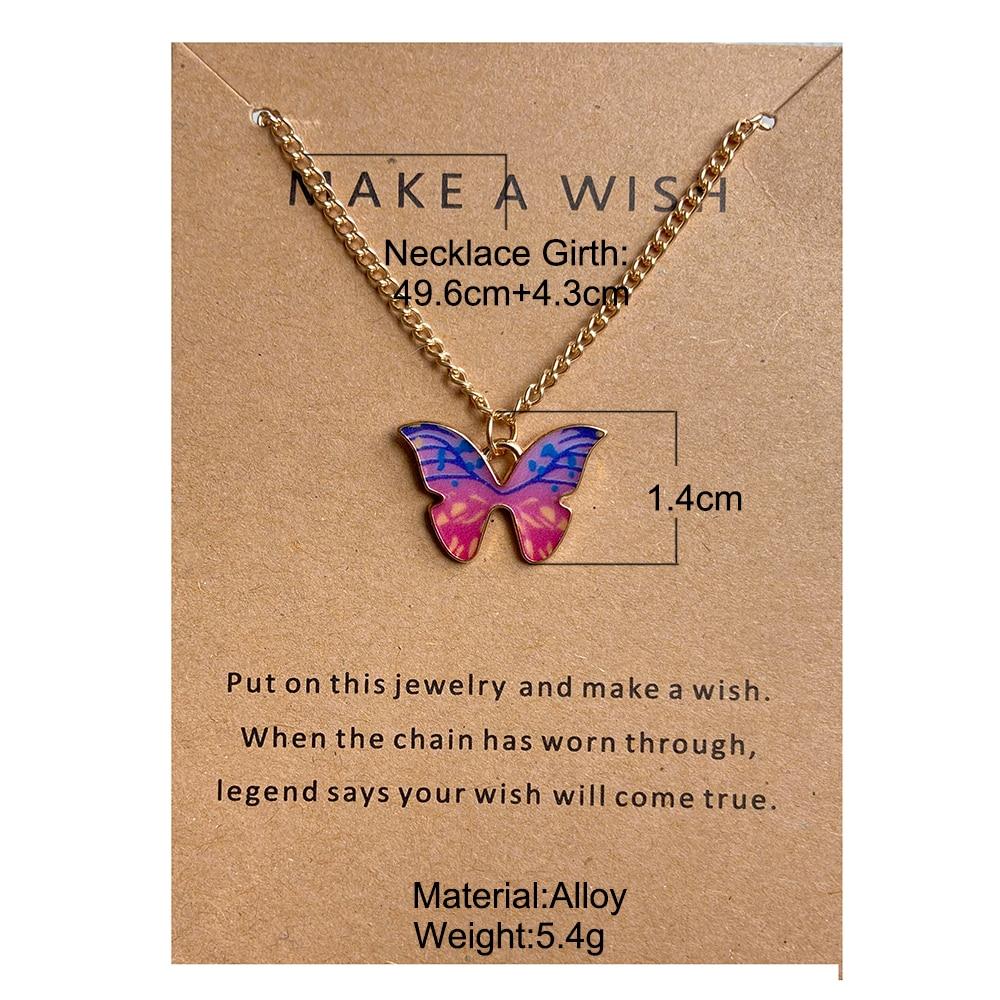 Summer Colorful Butterfly Pendant Necklace For Women Female Clavicle Chain Fashion New Design Jewelry Party Gift