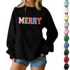 Women's Fashion Casual Long-sleeved Loose Christmas Printed Round Neck Pullover Hoodie Sweatshirt