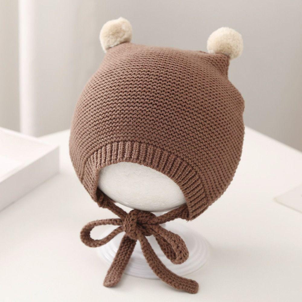 3-24 Months Wool Ball Baby Winter Hats Soft Bonnet Cap Fashion Newborn Ear Protection Cap  Infant