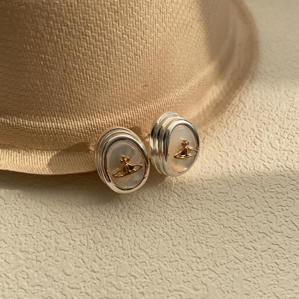 Высококлассные французские ретро серьги-ракушки, женские геометрические овальные темпераментные, нишевые и холодные, преувеличенные серьги, легкая роскошь