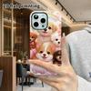 Phone Case: 2D flat design suitable for iPhone 18 17 16 15 14 13 Pro film protective case, couple style, rainbow puppies group, Christmas and Hallowee
