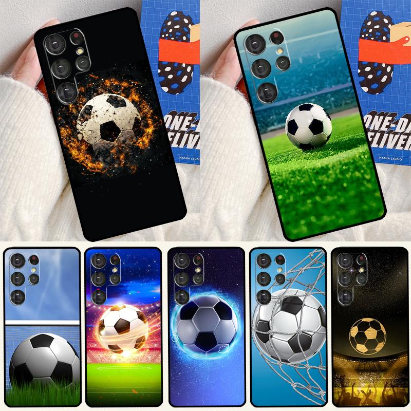 Football Soccer Ball Phone Case For Samsung Galaxy S24 Ultra S25 Ultra S9 S10 S20 S21 S22 Plus S23 S24 FE Cover