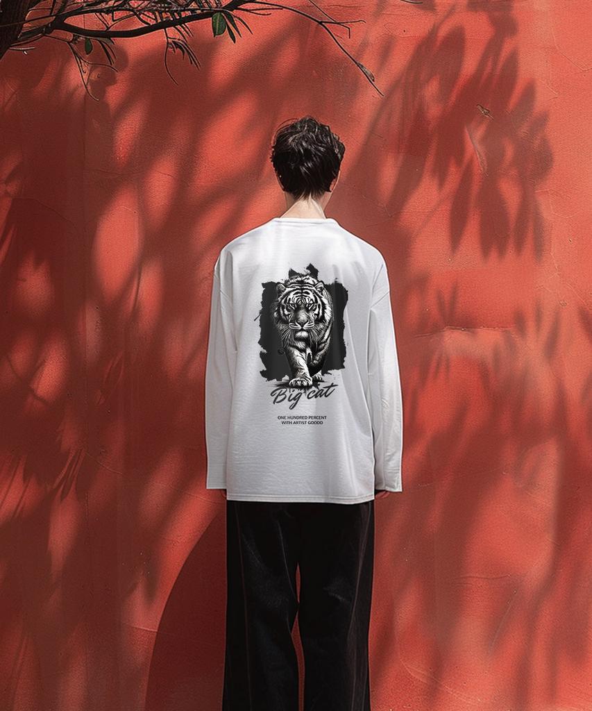 OHP Ohpxgoodd Bdrawing Big Cat Basic Long Sleeve T-Shirt