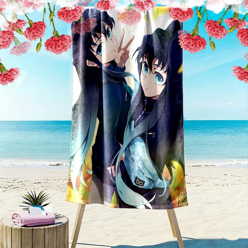 Muichiro Tokito Creative Design 2D Flat Print Beach Towel, Large Soft Quick Dry Towel for Beach Camping SwimmingDSTJ0925406