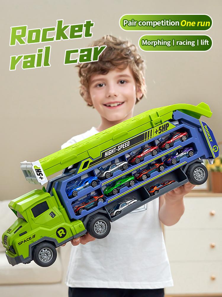 Автомобиль-гоночный трек типа Coaster-Rocket Lift Transformed Racing Car Combination-Рождество, День благодарения, Хэллоуин, Новый год, день рождения