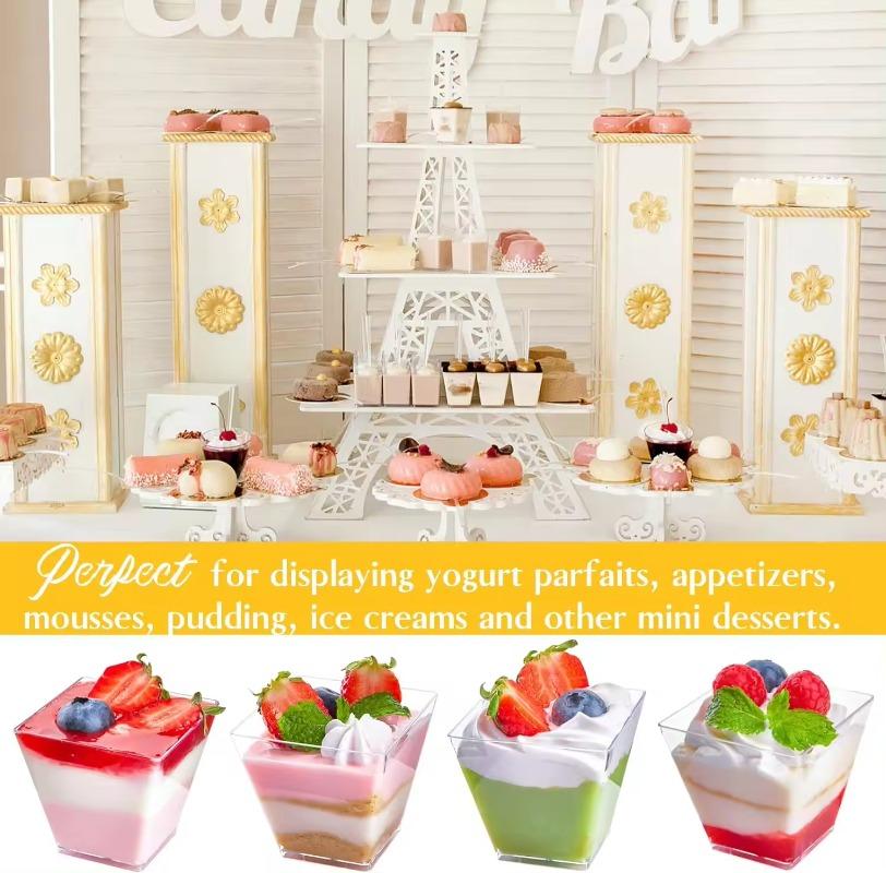 50 шт. квадратных мини-стаканчиков для десерта с ложками 60 мл, многоразовые сервировочные миски для закусок, десертные миски для пудинга и мусса