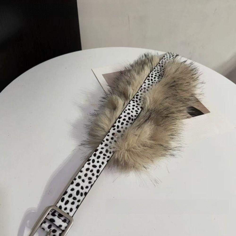 Faux Fur PU Leather Belt Leopard Y2K Waist Belt Sexy Vintage Waistband  Waist Accessory