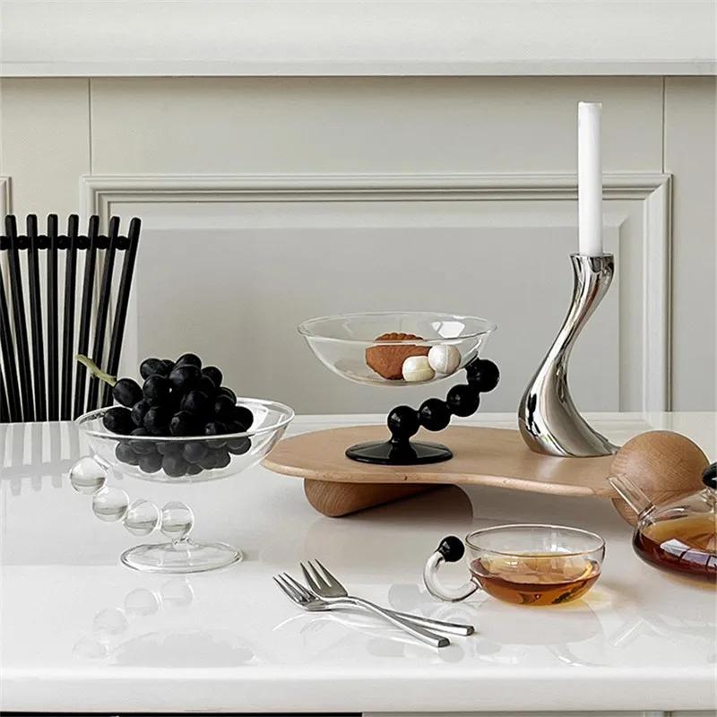 Прозрачная стеклянная миска в скандинавском стиле для украшения домашнего кофейного столика, тарелка для закусок, фруктовый десерт, миска для мороженого, поднос для хранения ювелирных изделий