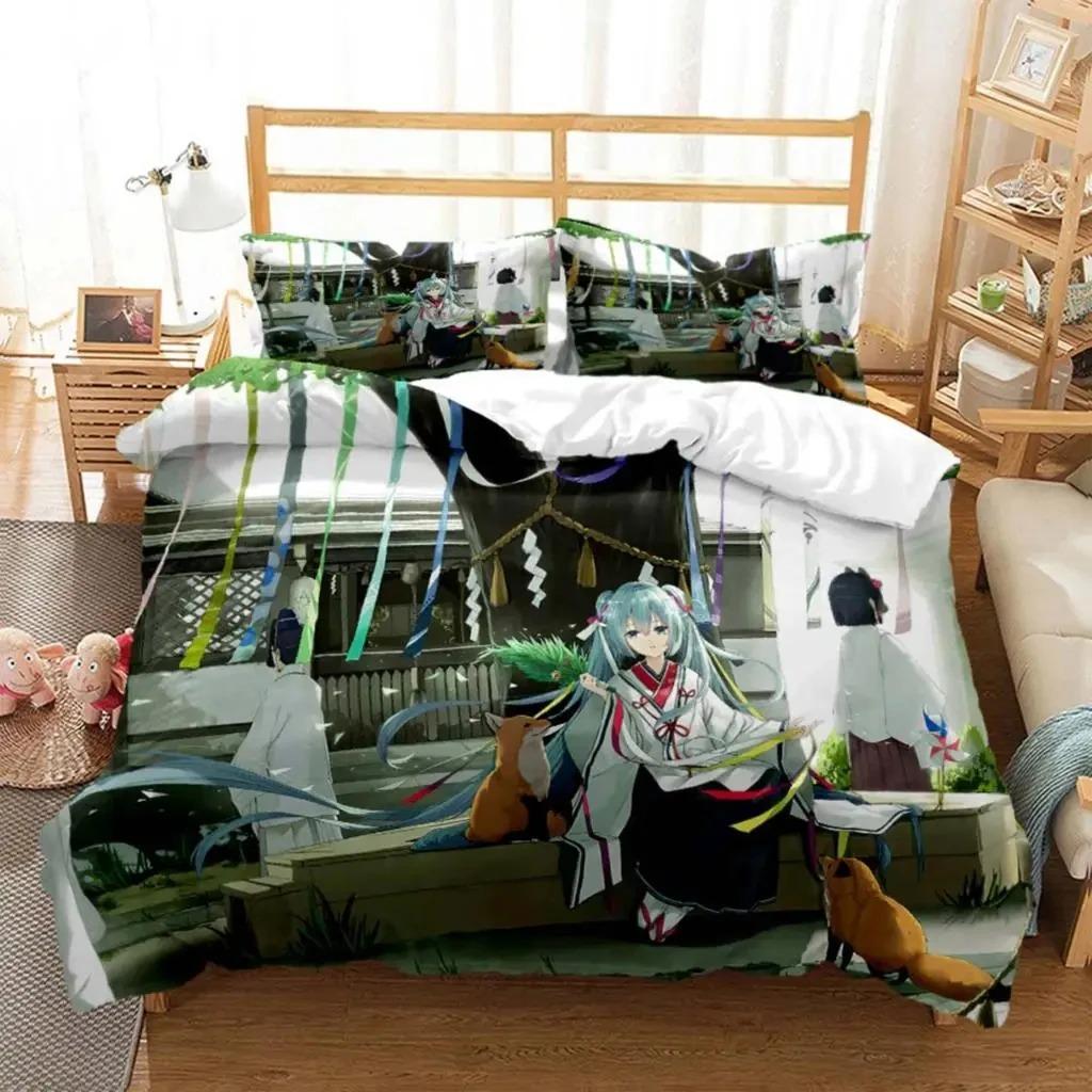 Anime Princess Girl Hime Bedding Set Boys Girls Twin Queen Size Duvet Cover Pillowcase Bed Kids Adult Fashion Home Textileextile