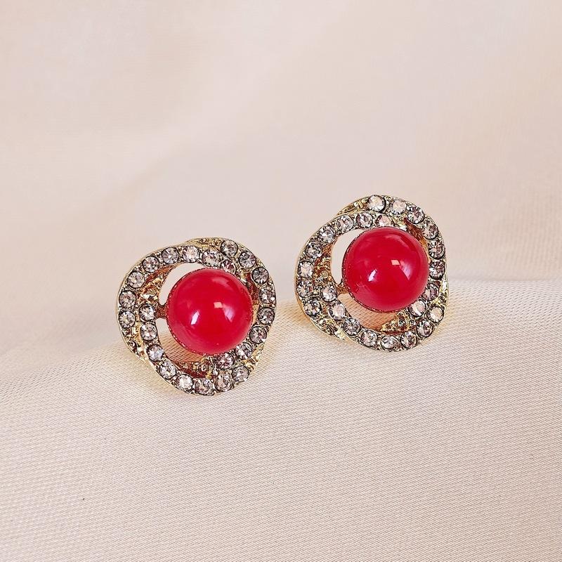 Spiral Pearl Temperament High Sense Atmosphere Stud Earrings Women