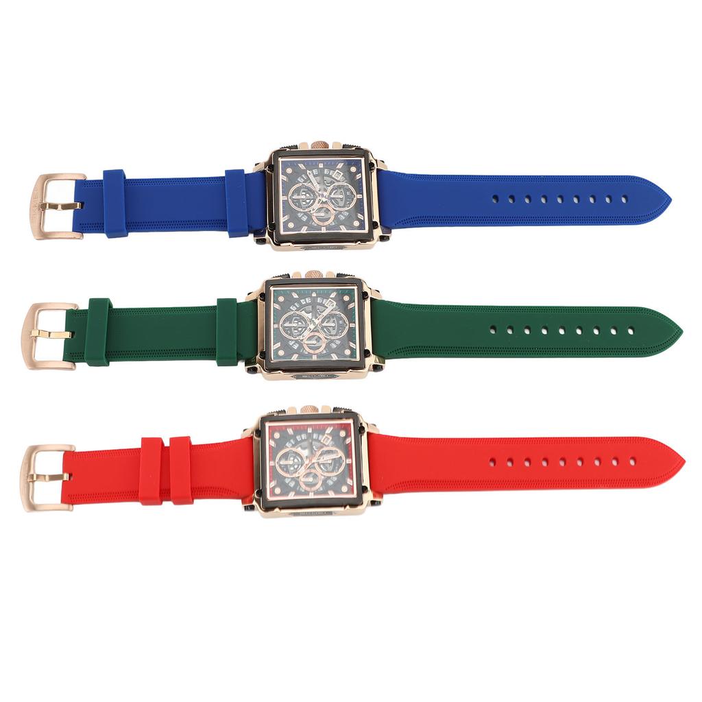 Men Quartz Watch Silicone Strap Water Resistant Luminous Fashion Casual Hollow Men Analog Chronograp