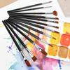 12 Pcs Painting Brush Nylon Hair Wooden Watercolor Gouache Painting Supply Kit