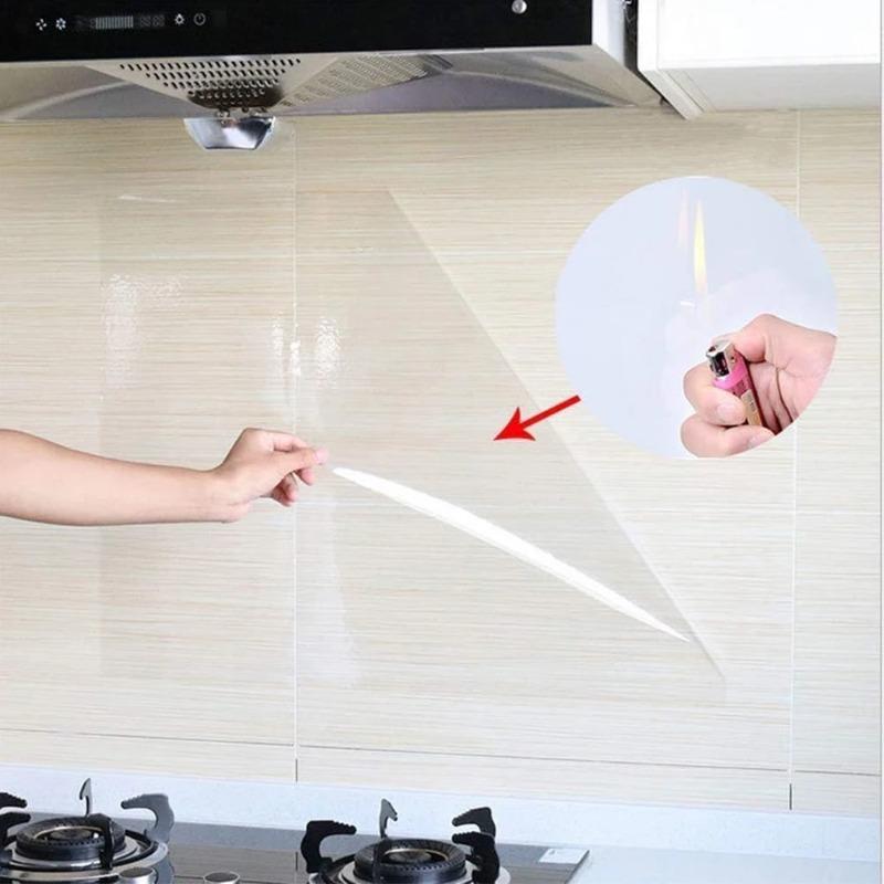 Kitchen Oil-proof Stickers Transparent Static High-temperature Wall Stove Range Hood Wall Self-adhesive Wallpaper Moisture-proof
