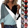 Women's Top Loose Casual V-neck Printed Blouses Bell 3/4 Sleeve T-shirt