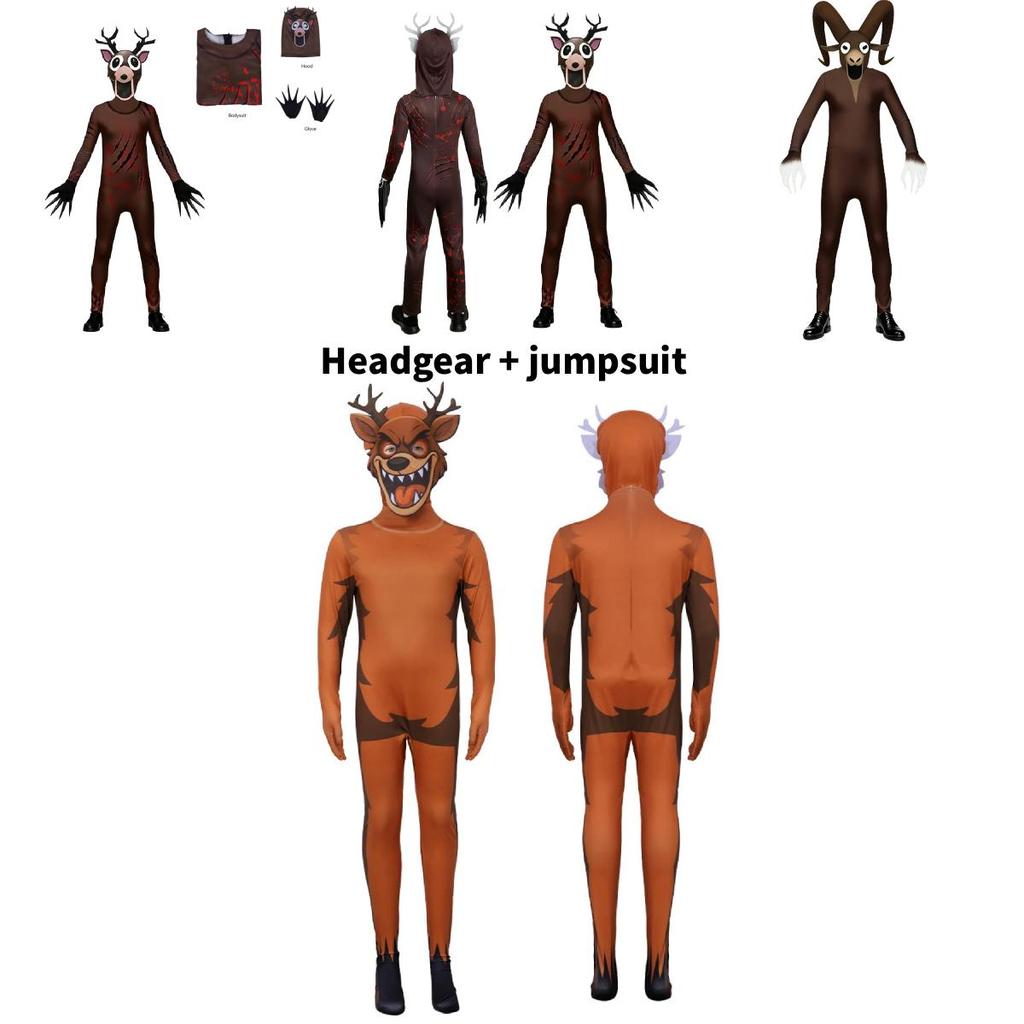 The Deer 99 Nights In The Forest Deer Goat Halloween Costume For Kids With Plush Polyester Material For Childrens Parties