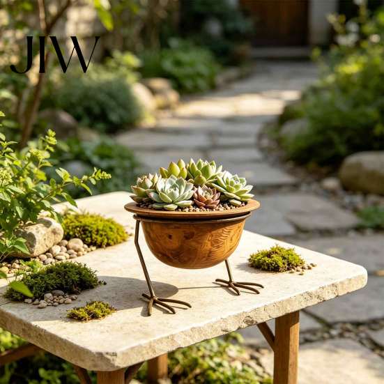 Outdoor Plant Container Metal Bird Foot Planter Bowl, Vintage Chicken Duck Paw Base Small Succulents Sculptural Flower Bowl Pot, Rustproof Flowerpot