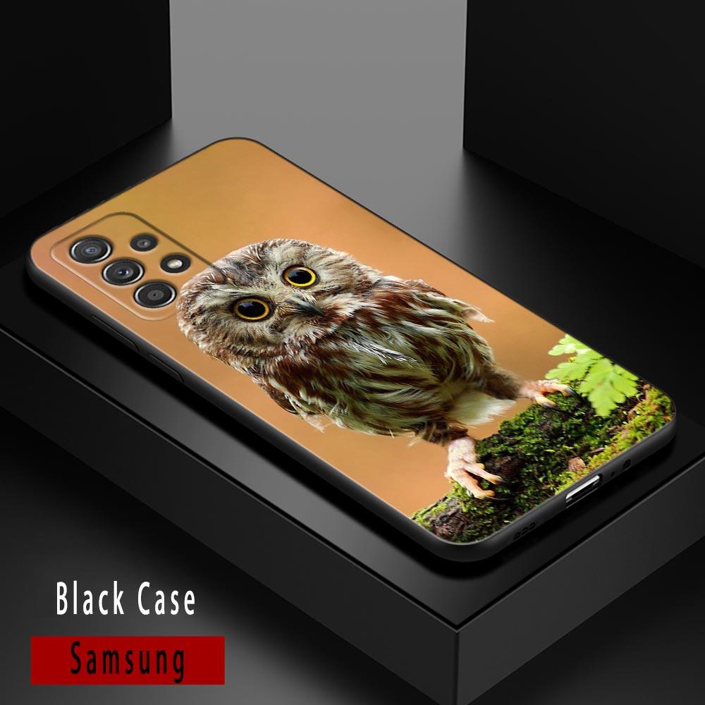 Cute Baby Owl Animal Cases For Samsung Galaxy A52 Funda Samsung A52s A54 A53 5G A72 A73 A33 A31 A32 A51 A71 A41 Soft Black Cover